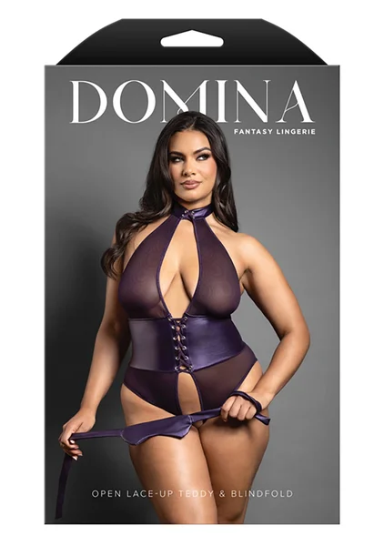 Open Lace-Up Teddy and Blindfold - Queen Size — image 3 of 3