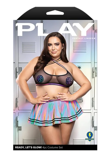 Ready, Let's Glow! 4-Piece Cheerleader Costume Set - Plus Size — image 4 of 4
