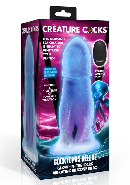 Creature Cocks - Cocktopus Deluxe Glow-in-the-Dark Vibrating Silicone Dildo — image 8 of 8