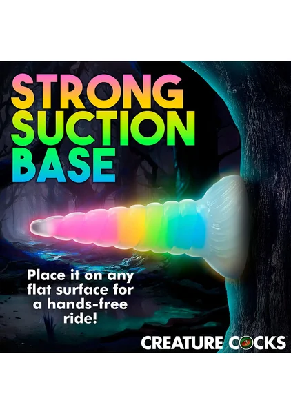 Creature Cocks - Uni-Glow Glow-in-the-Dark Rainbow Silicone Dildo — image 5 of 8