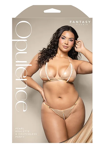 Golden Pearl Bralette and Crotchless Panty - Queen Size — image 3 of 3