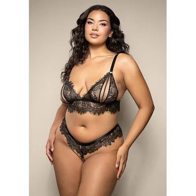 black pearl bralette and crotchless panty queen size