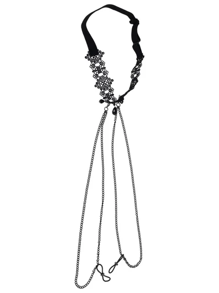 Sex & Mischief Lace Collar with Nipple Ties - Black Neck and Nipple Restraints — image 3 of 4