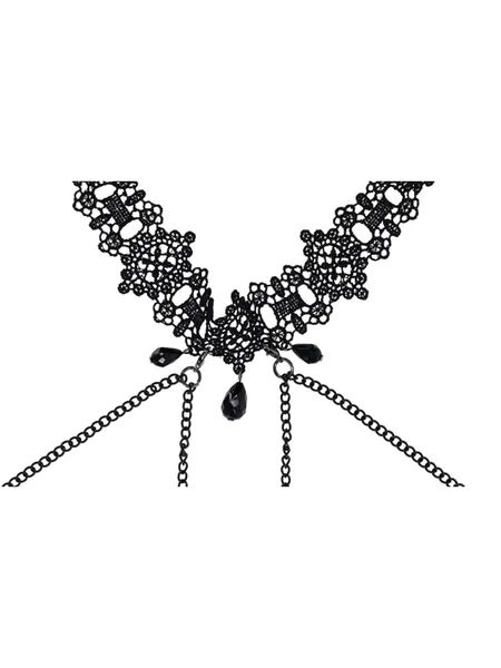 Sex & Mischief Lace Collar with Nipple Ties - Black Neck and Nipple Restraints — image 2 of 4