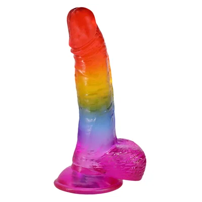 crystal jellies 85 inch realistic cock with balls rainbow