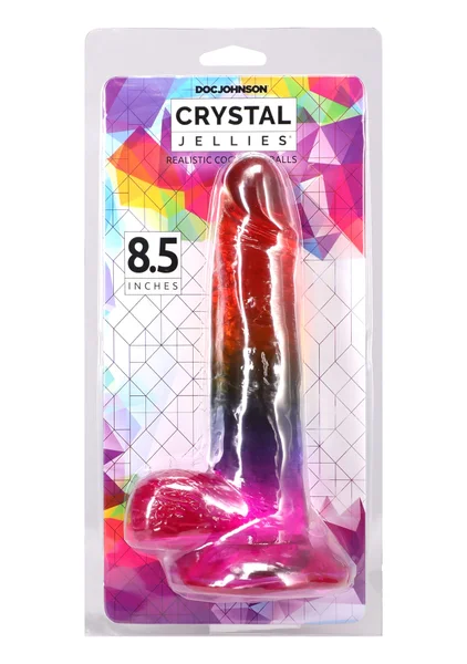 Crystal Jellies® - 8.5 Inch Realistic Cock with Balls - Rainbow — image 3 of 3