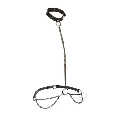 euphoria collection plus size chain haltercollar and leash black