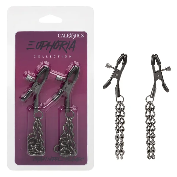 Euphoria Collection Chain Nipple Clamps - Black — image 6 of 11