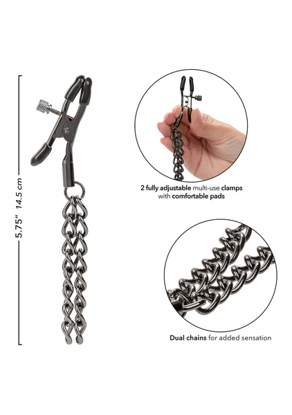 Euphoria Collection Chain Nipple Clamps - Black — image 10 of 11