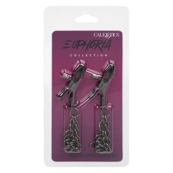 Euphoria Collection Chain Nipple Clamps - Black — image 3 of 11
