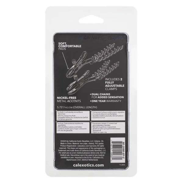 Euphoria Collection Chain Nipple Clamps - Black — image 2 of 11