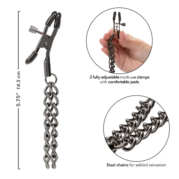 Euphoria Collection Chain Nipple Clamps - Black — image 4 of 11