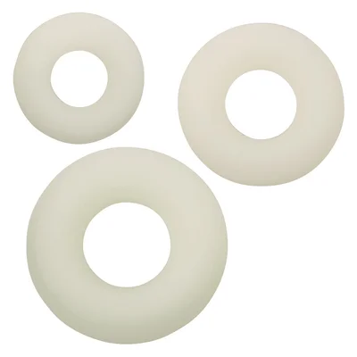 alpha glow in the dark liquid silicone 3 ring set white