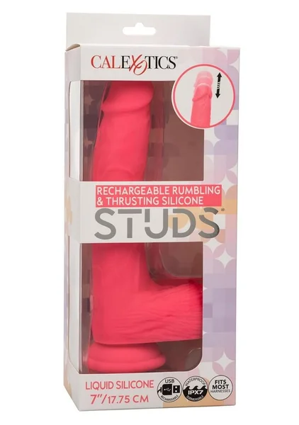 Rechargeable Rumbling and Thrusting Silicone Studs - Pink — image 21 of 23