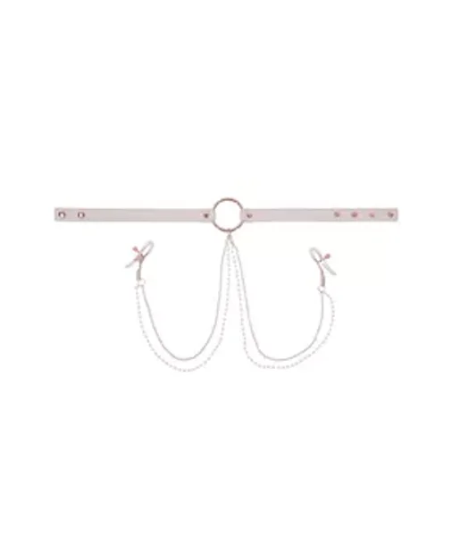 Sex And Mischief Peaches N Creame Collar With Nipple Clamps — image 4 of 5
