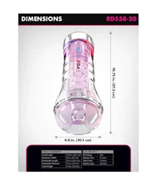 Pdx Elite Viewtube Xxl See-thru Ez-grip Led Stroker — image 5 of 5