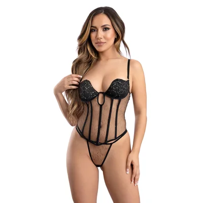 gold flecked corset and g string
