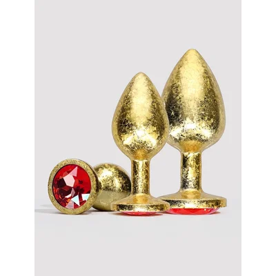 ouch luxury gold jewelled butt plug set 3 piece gold