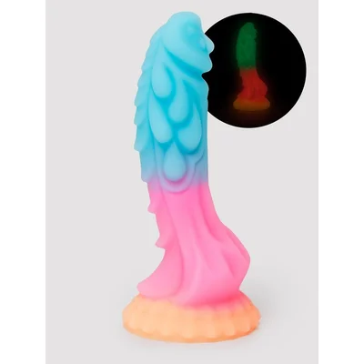 lovehoney glow fantasy dragon glow in the dark dildo 7 inch blue