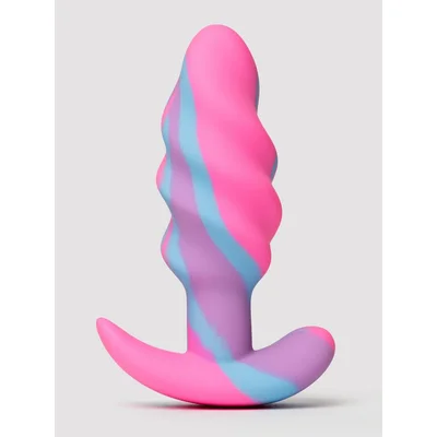 creature cocks unicorn swirl small silicone butt plug pink