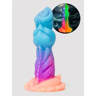 creature cocks aqua cock glow in the dark silicone dildo blue