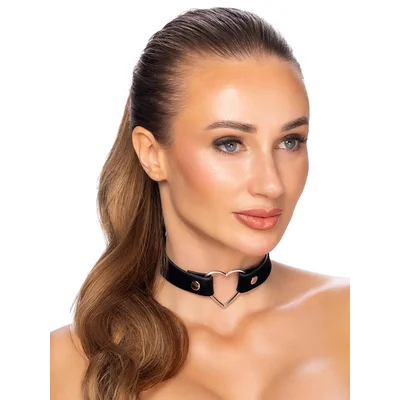 cottelli black heart choker one size black