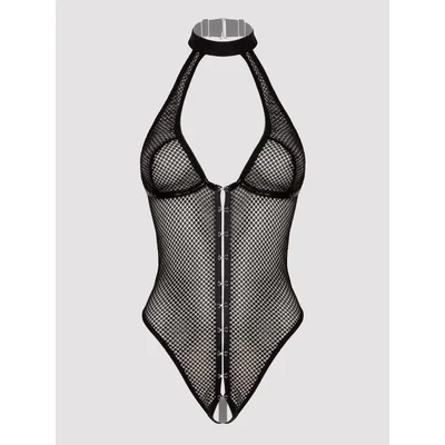 lovehoney forbidden romance black mesh crotchless body one size black