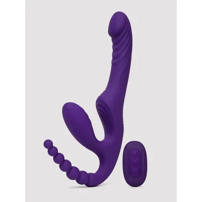 playboy hug it out triple stimulation inflatable strapless strap on purple