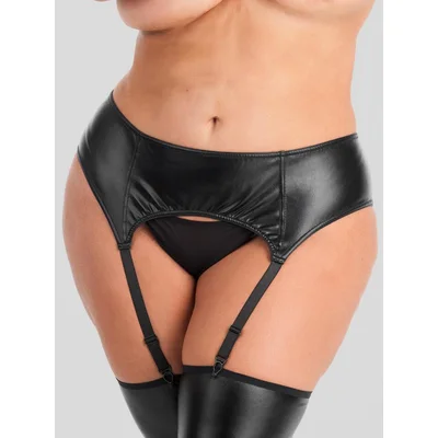 lovehoney plus size fierce wet look suspender belt 5x 6x black