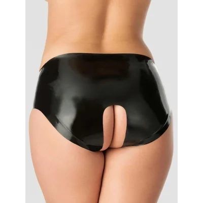 rubber girl latex crotchless knickers medium black