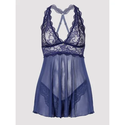 lovehoney bombshell blue lace babydoll set large blue