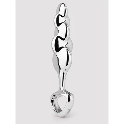 njoy disco rippled textured stainless steel gp spot dildo silver