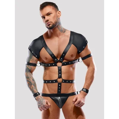 svenjoyment black faux leather restraint harness small black