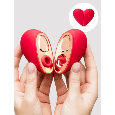lovehoney heart duo clitoral suction and licking stimulator red