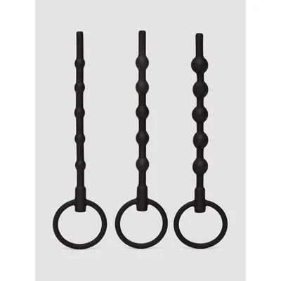 beginners silicone urethral sounding beads kit 3 piece black