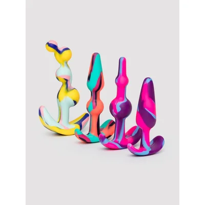 silicone multi coloured butt plug training kit 4 piece various