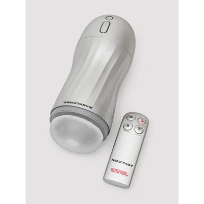 maxtasy suction vibration warming remote control male masturbator silver