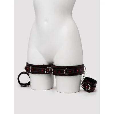 bondage boutique heart wrist to thigh restraints black