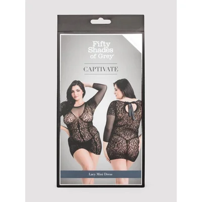 fifty shades of grey captivate plus size black lace long sleeve mini dress one size queen black