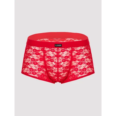 lhm red lace boxer shorts l xl red