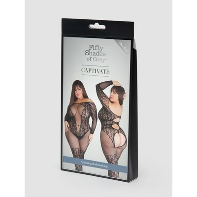 fifty shades of grey captivate plus size lace spanking bodystocking one size queen black