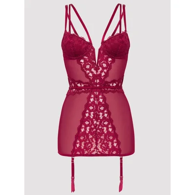lovehoney plus size parisienne wine lace plunge chemise 5x 6x red