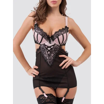 lovehoney boudoir belle blush pink cut out chemise set medium pink