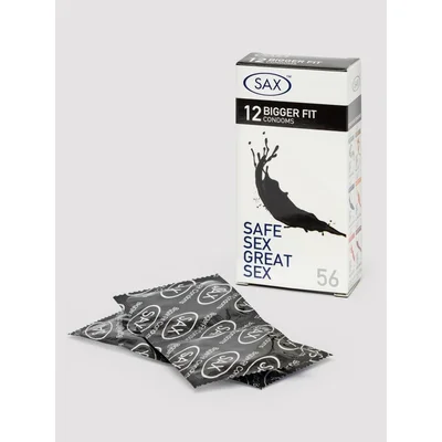 sax bigger fit 56mm latex condoms 12 pack
