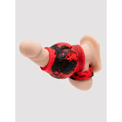 creature cocks hell hound silicone penis sleeve and ball stretcher red