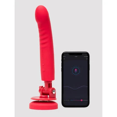 lovense mission 2 touch sensitive app control vibrating dildo with suction cup red