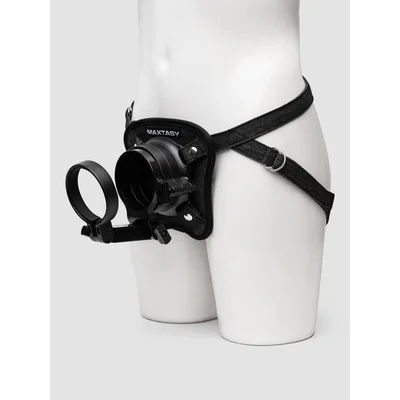 maxtasy male masturbator strap on harness black