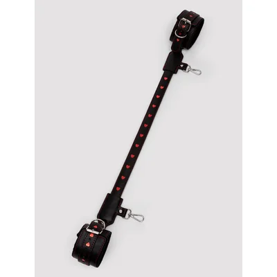 bondage boutique heart spreader bar with cuffs set black