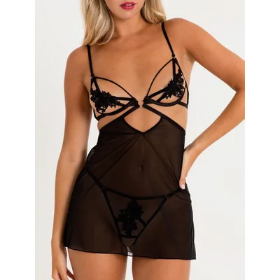 lovehoney divine romance black chemise pearl g string set small black