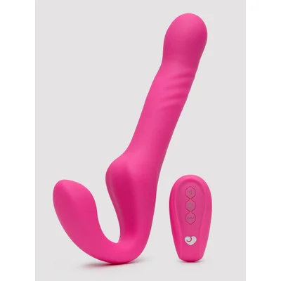 lovehoney double vision remote control thrusting strapless strap on pink